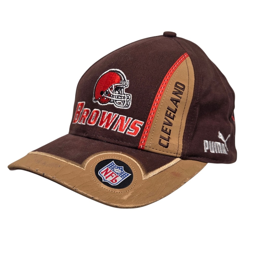 Vintage Puma Cleveland Browns Hat Mens Brown NFL Pro Line Authentic Adjustable